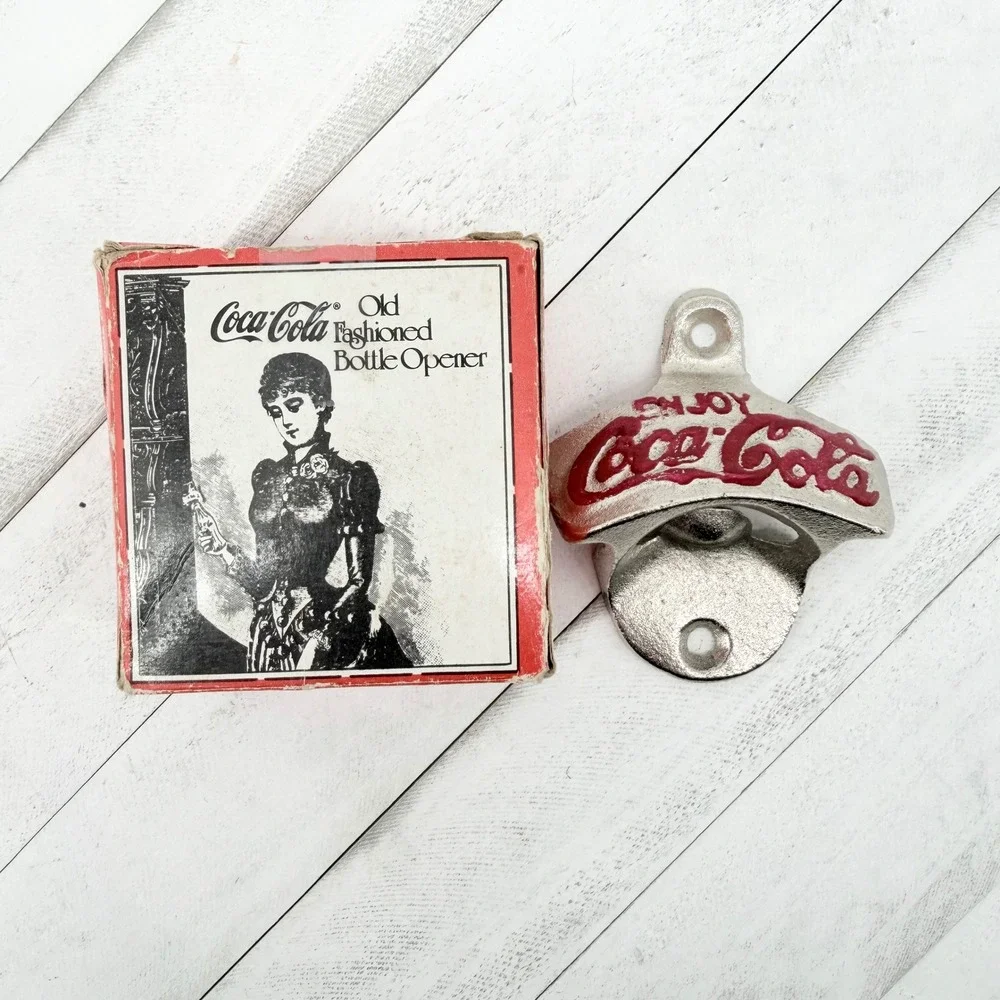 Coca-Cola Vintage Wall Mount Bottle Opener Cast Metal Old Fashioned Boxed Taiwan